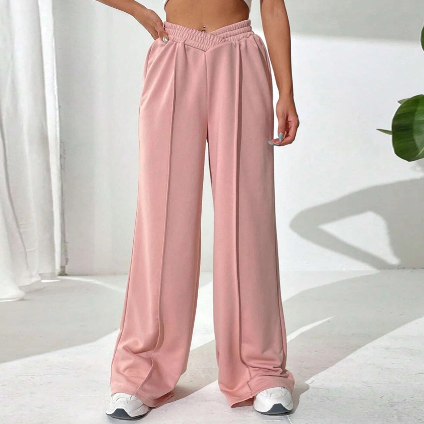 Pantalón ancho mujer corte fluido elegante