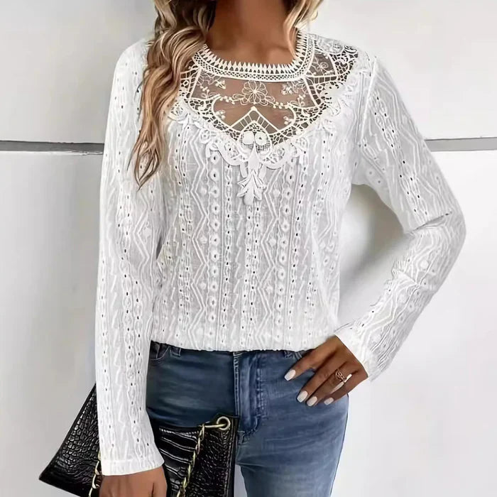 Blusa Encaje Femenina Manga Larga