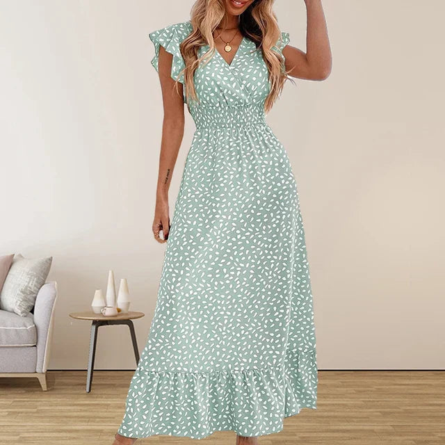 Vestido de Noche Elegante Gasa Sin Mangas