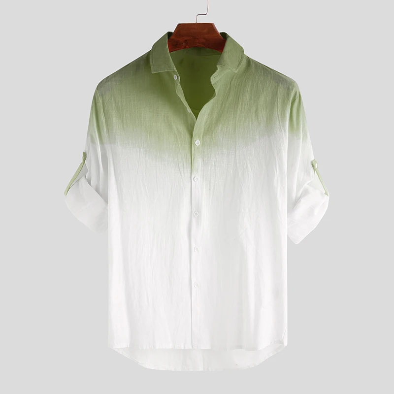 Camisa Lino Elegante Estampado Degradado