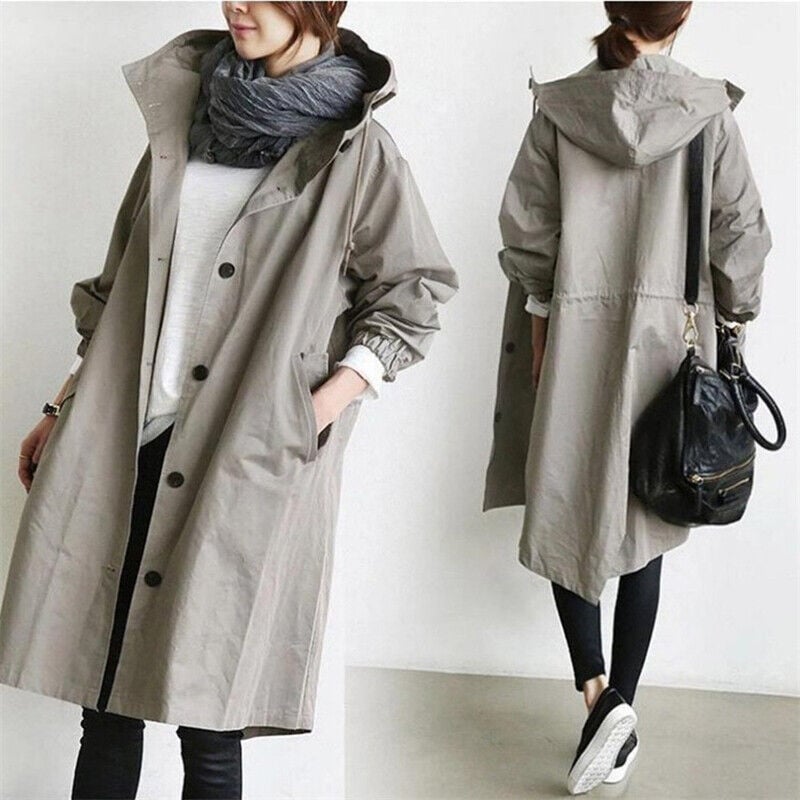 Chaquetón impermeable mujer con capucha moda
