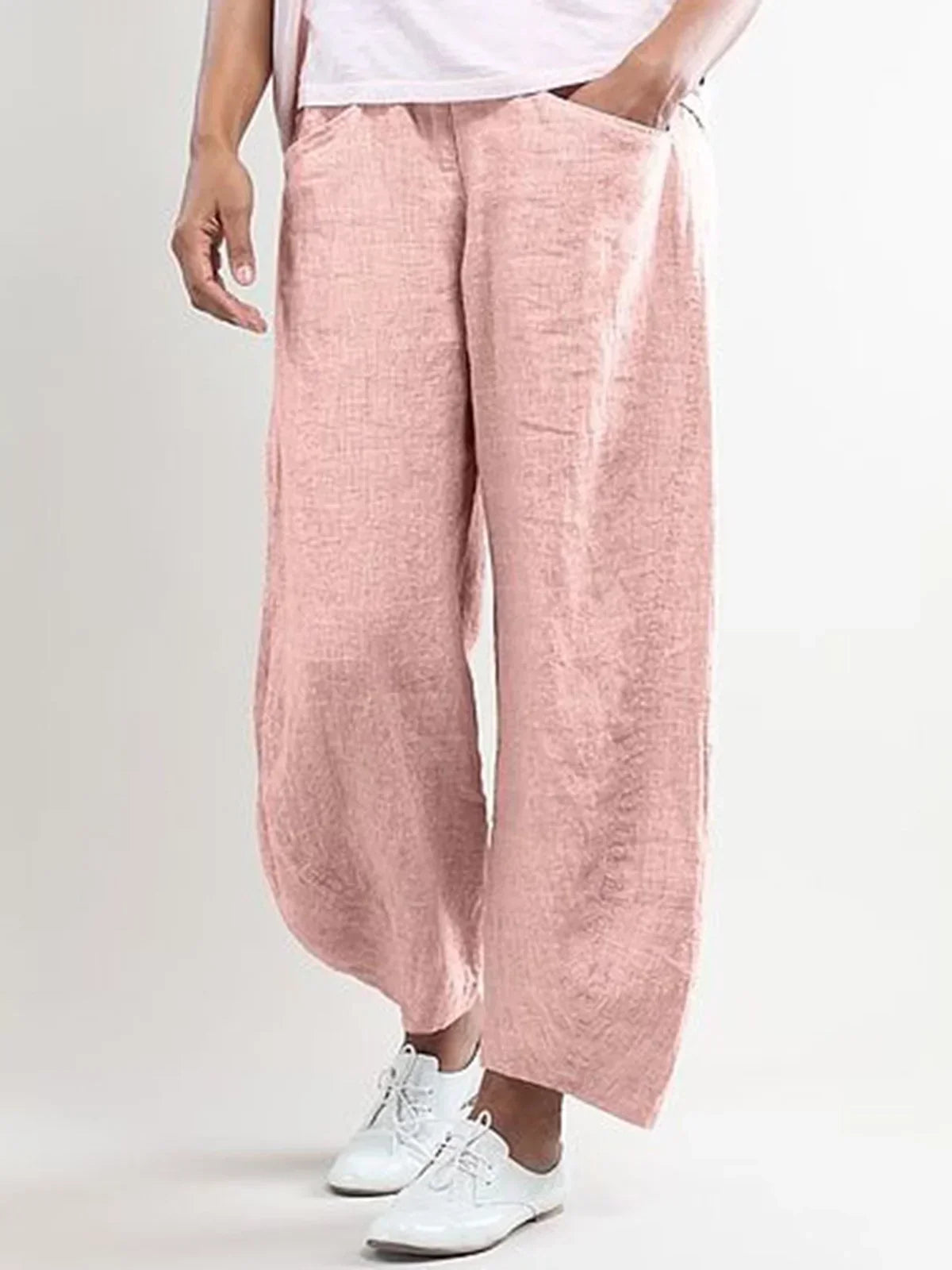 Pantalón Lino Hombre Clásico Bolsillos