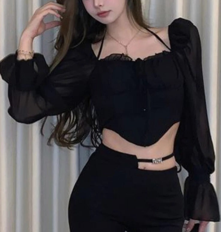 Top corto con mangas anchas elegante - Vestiria