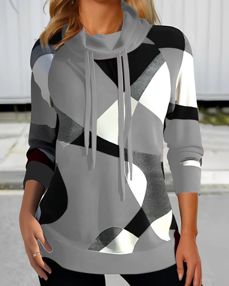 Sudadera Mujer Estampado Geométrico Moda