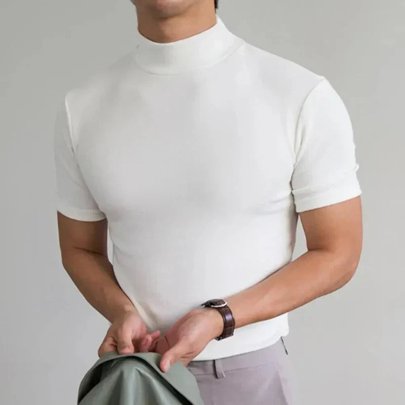 Camiseta Hombre Transpirable Cuello Alto Ajusado