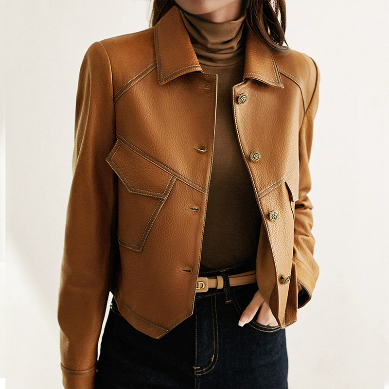 Chaqueta cuero femenina estilo motero - Vestiria