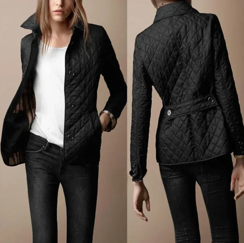 Chaqueta Acolchada Mujer Corta Abotonada