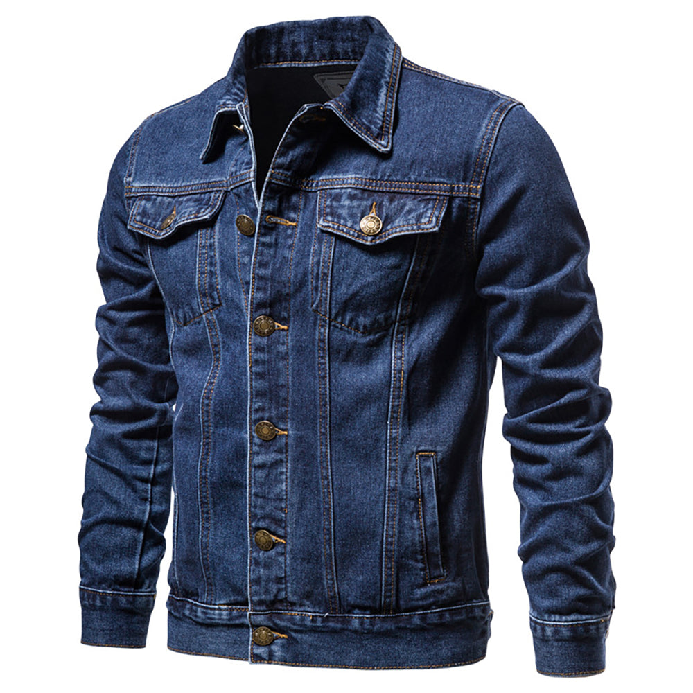 Chaqueta de cuero clásica con bolsillos