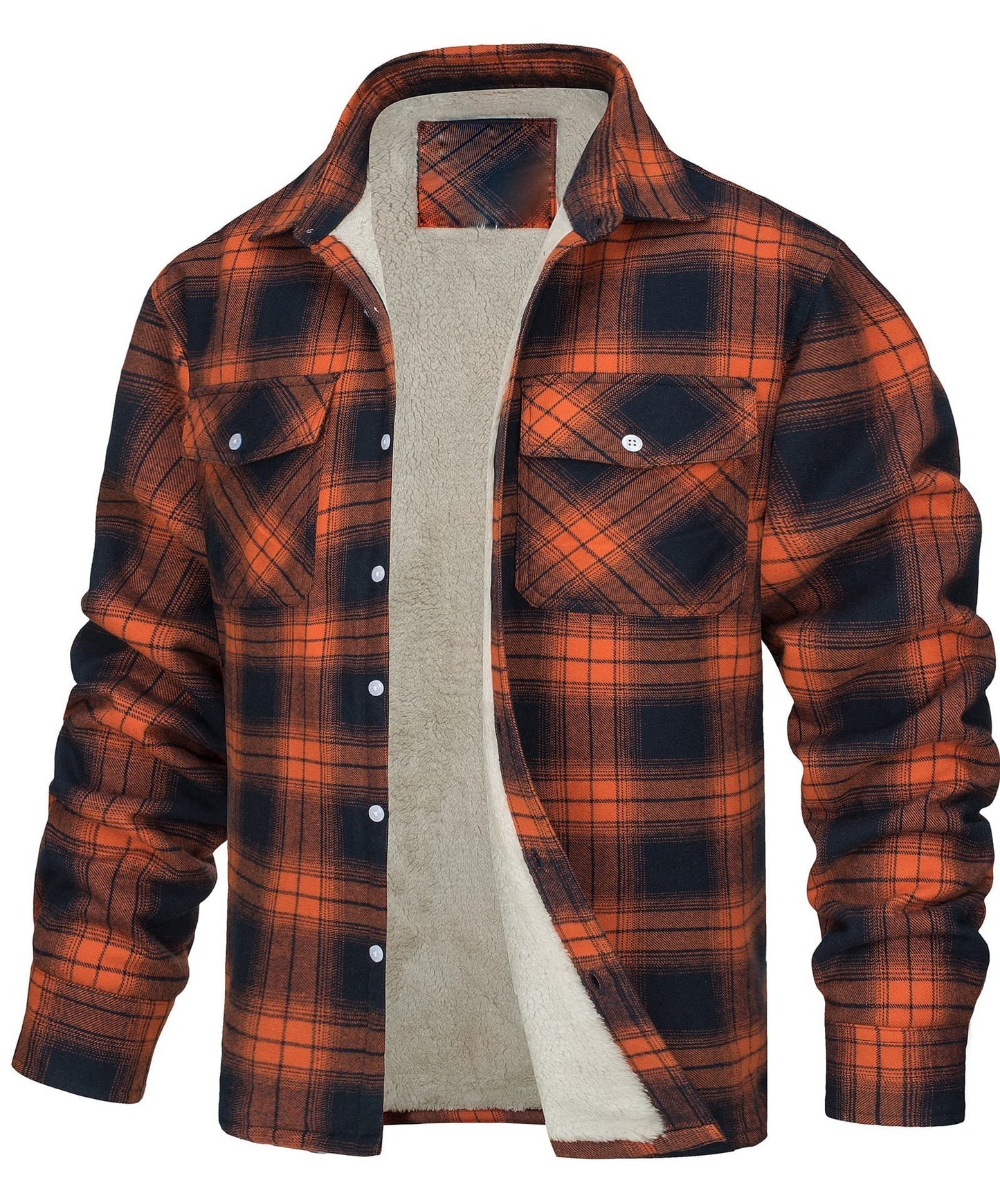 Chaqueta de cuadros abrigada con cierre para hombre