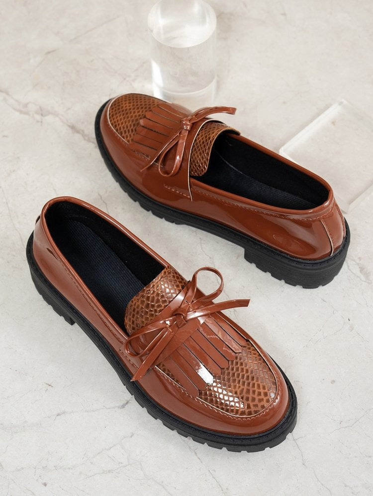 Mocasines Mujer Brillantes con Lazo Elegante