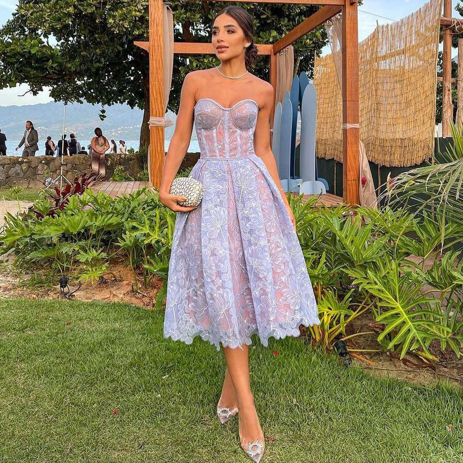 Vestido Midi Elegante Corsé Mujer
