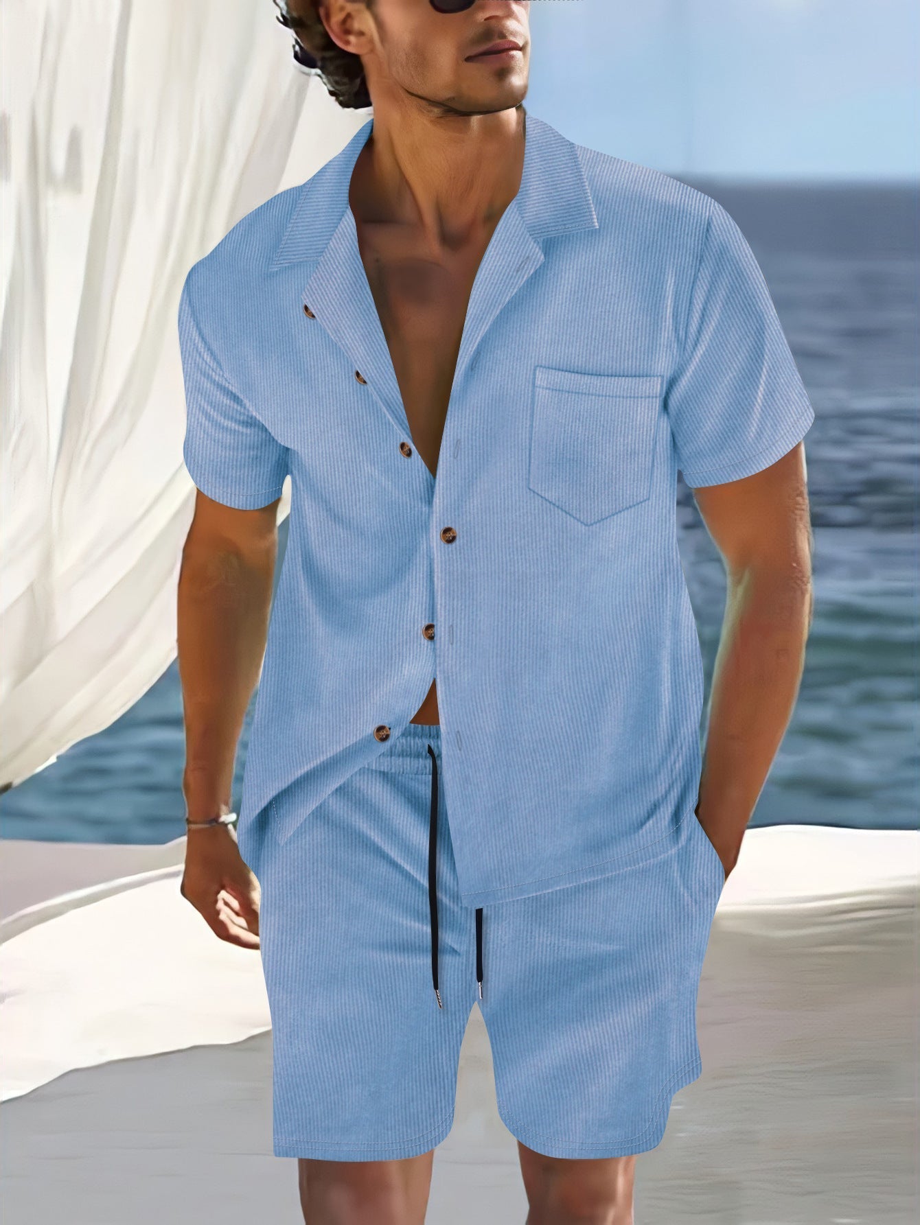 Polo Relajado con Shorts Hombre Verano