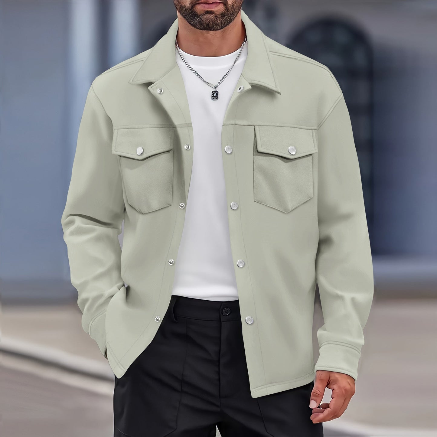 Chaqueta Ligera Botones Bolsillos Pecho