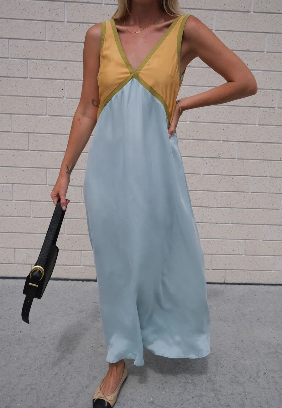 Vestido Mujer Escote en V Elegante