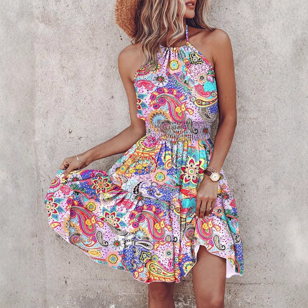 Vestido de mujer falda capas elástico cintura ajustada