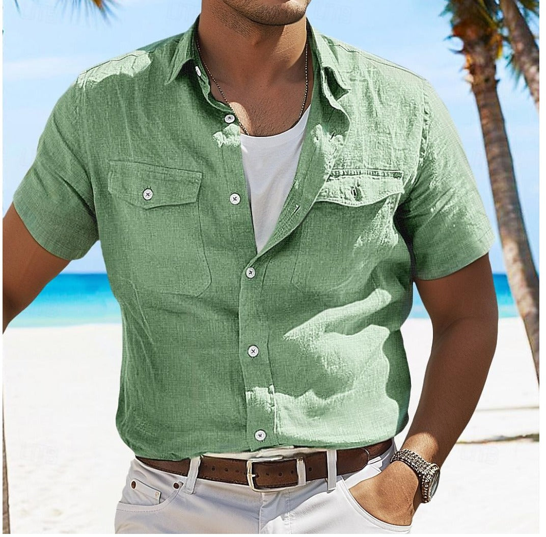 Camisa Lino Hombre Clásica Verano Ligera