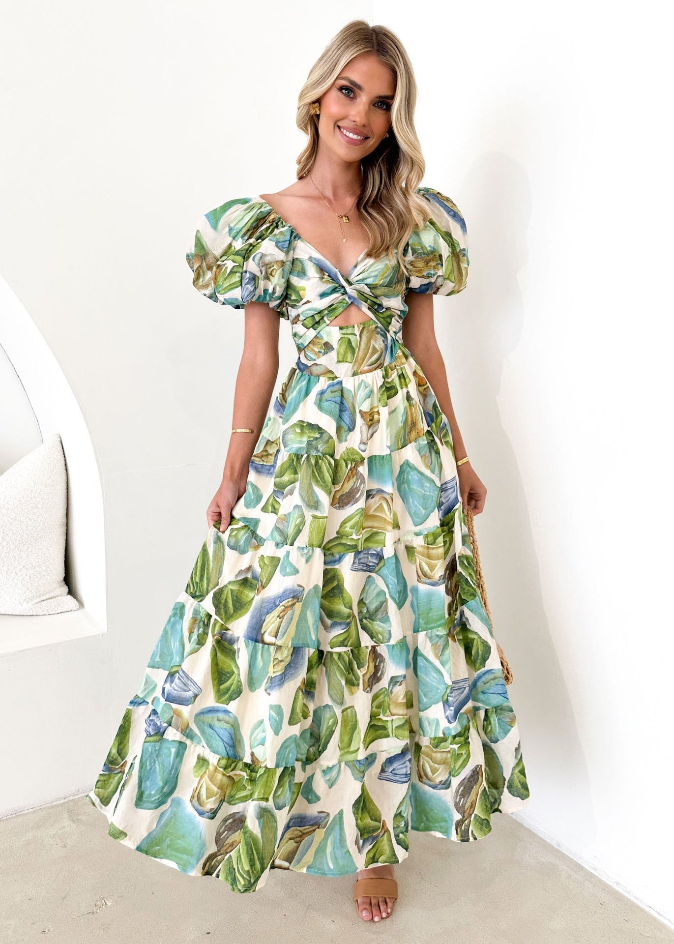 Vestido Mujer con Mangas Voladas Elegante
