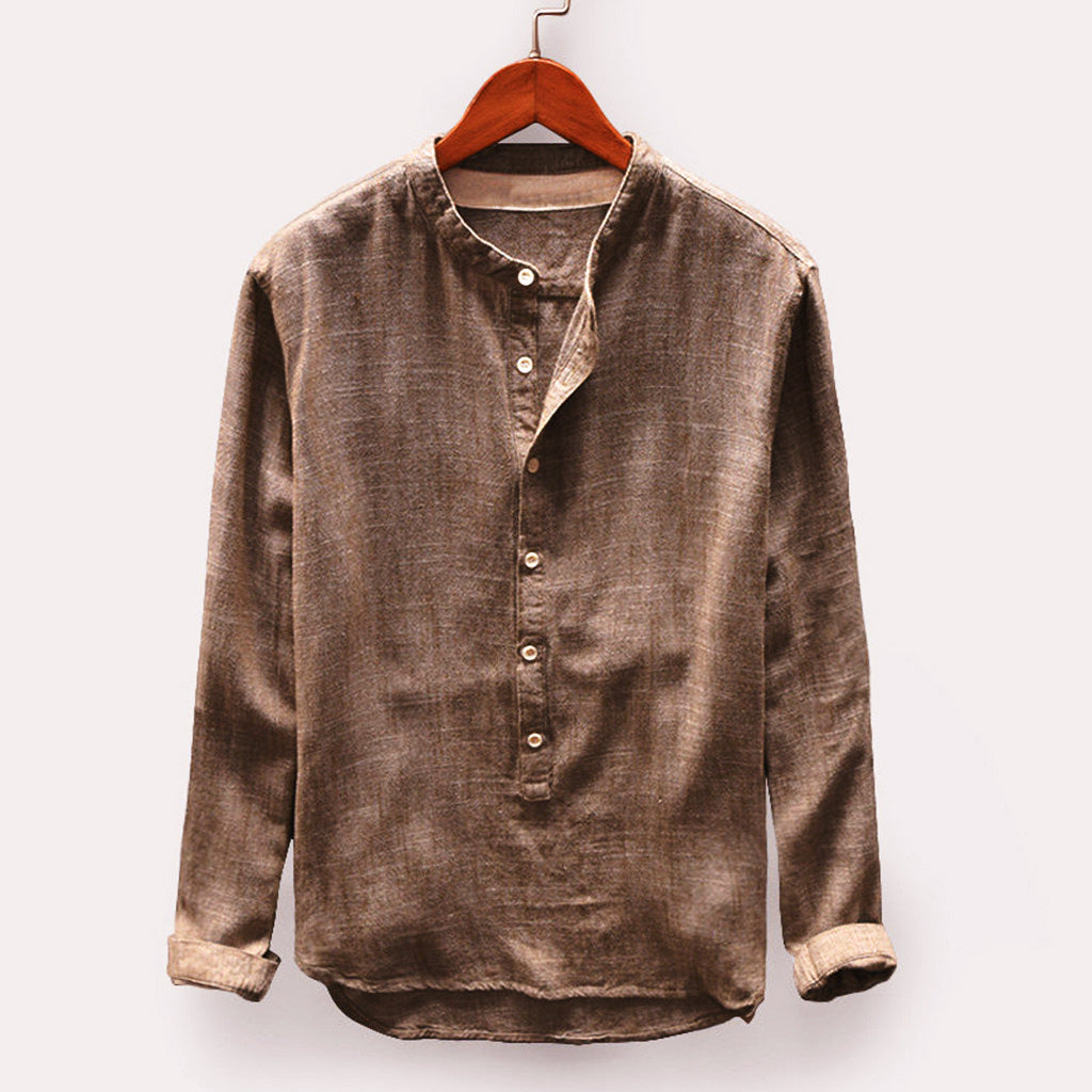 Camisa Hombre Cuello Mao Casual