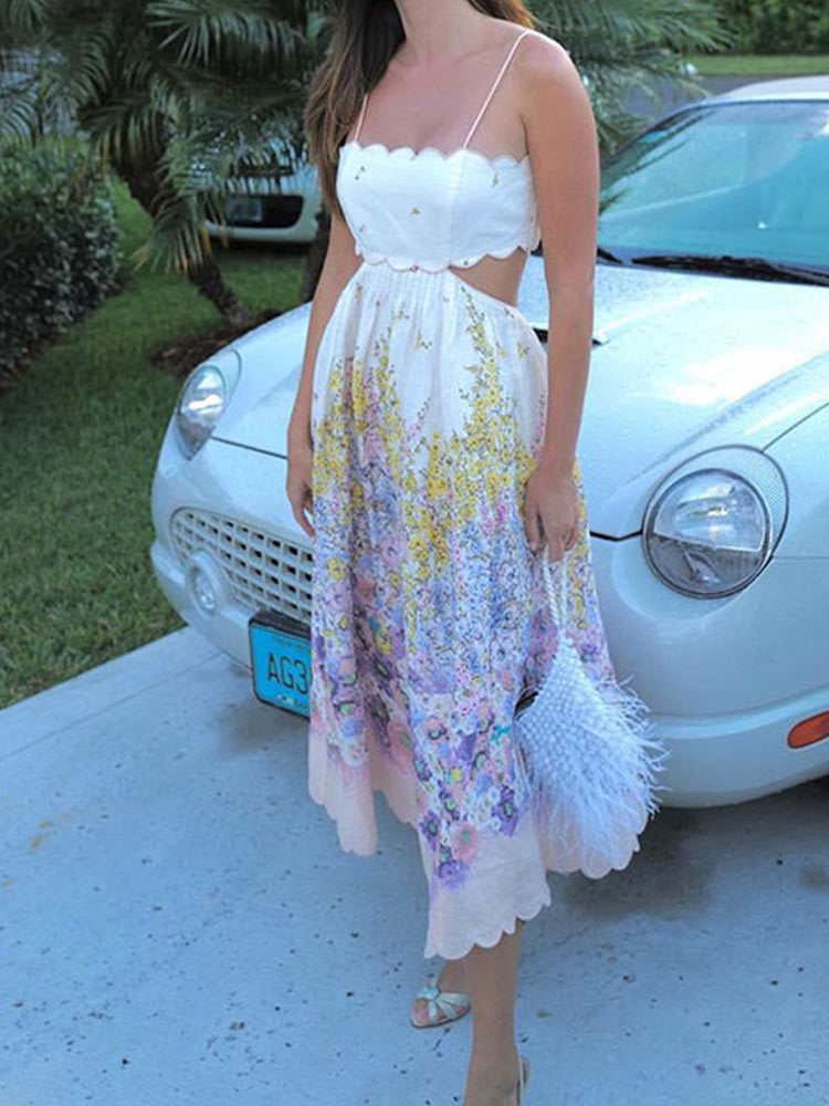 Vestido Floral Fiesta con Cuello Halter Elegante