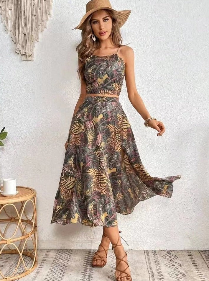 Falda y Top Estampado Floral Verano