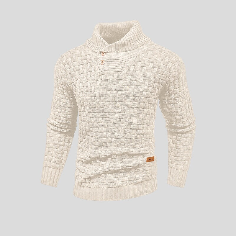 Jersey de punto grueso cuello botones hombre