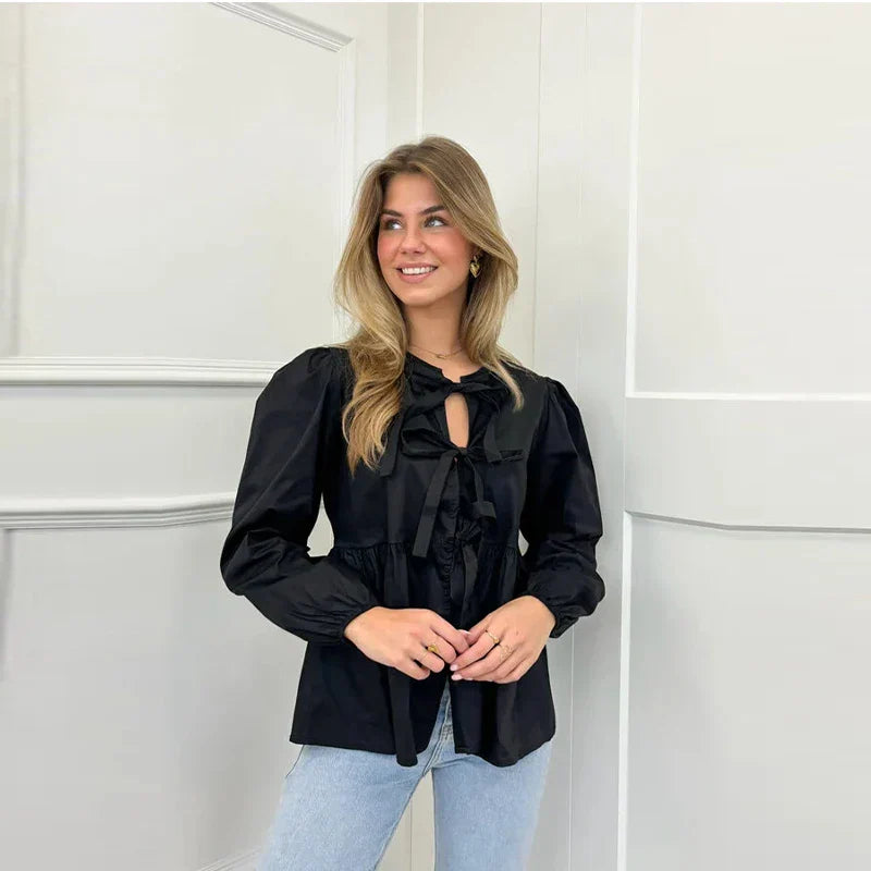 Blusa Ligerita con Lazo Elegante
