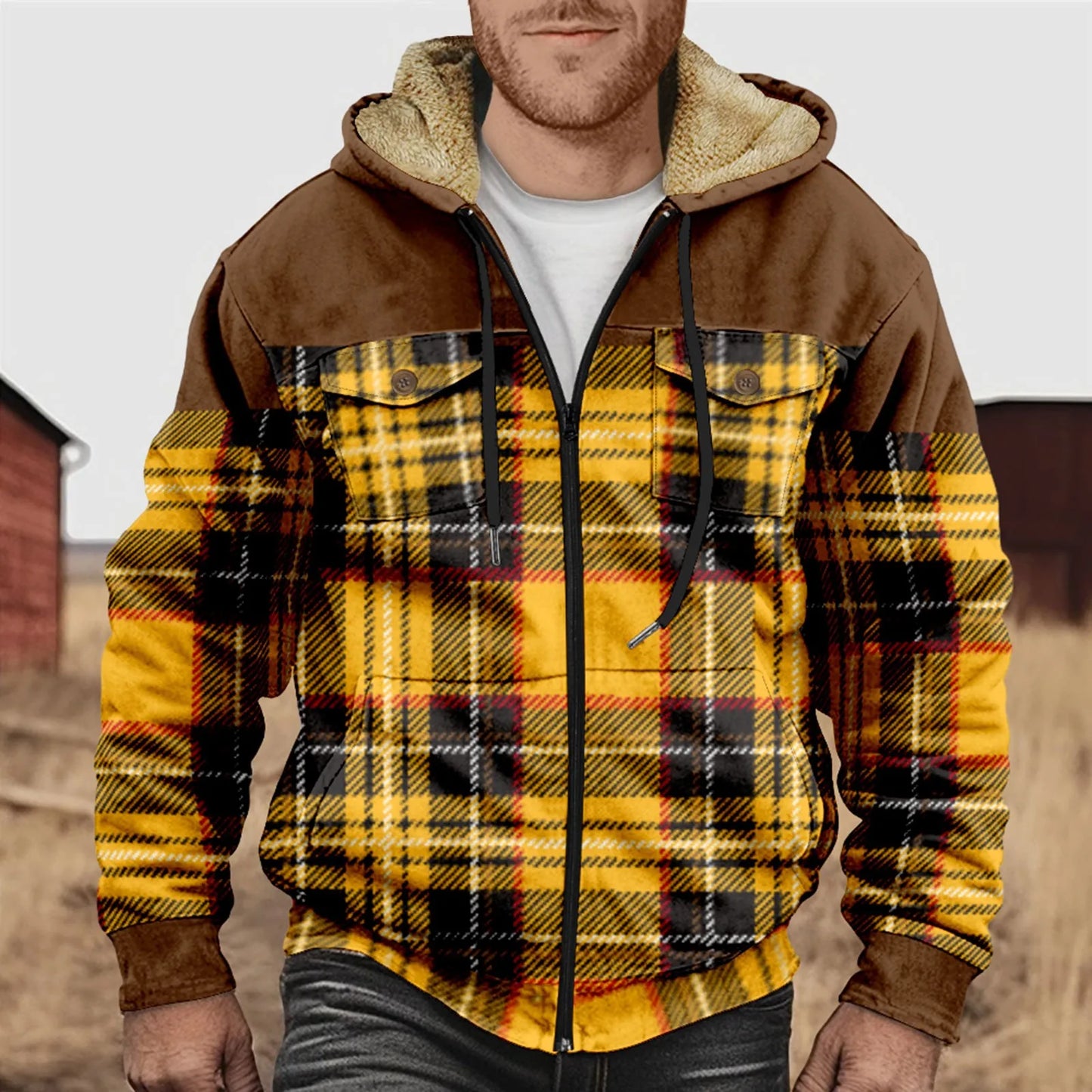 Camisa Hombre Franela Acogedora con Capucha