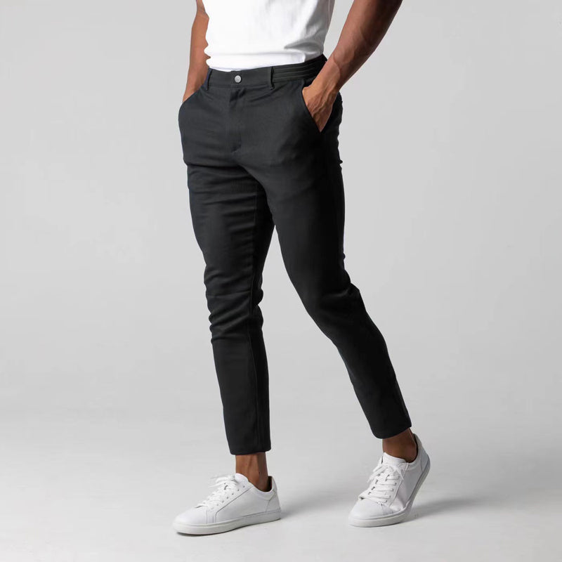 Pantalones Hombre Gris Clásicos Estrechos