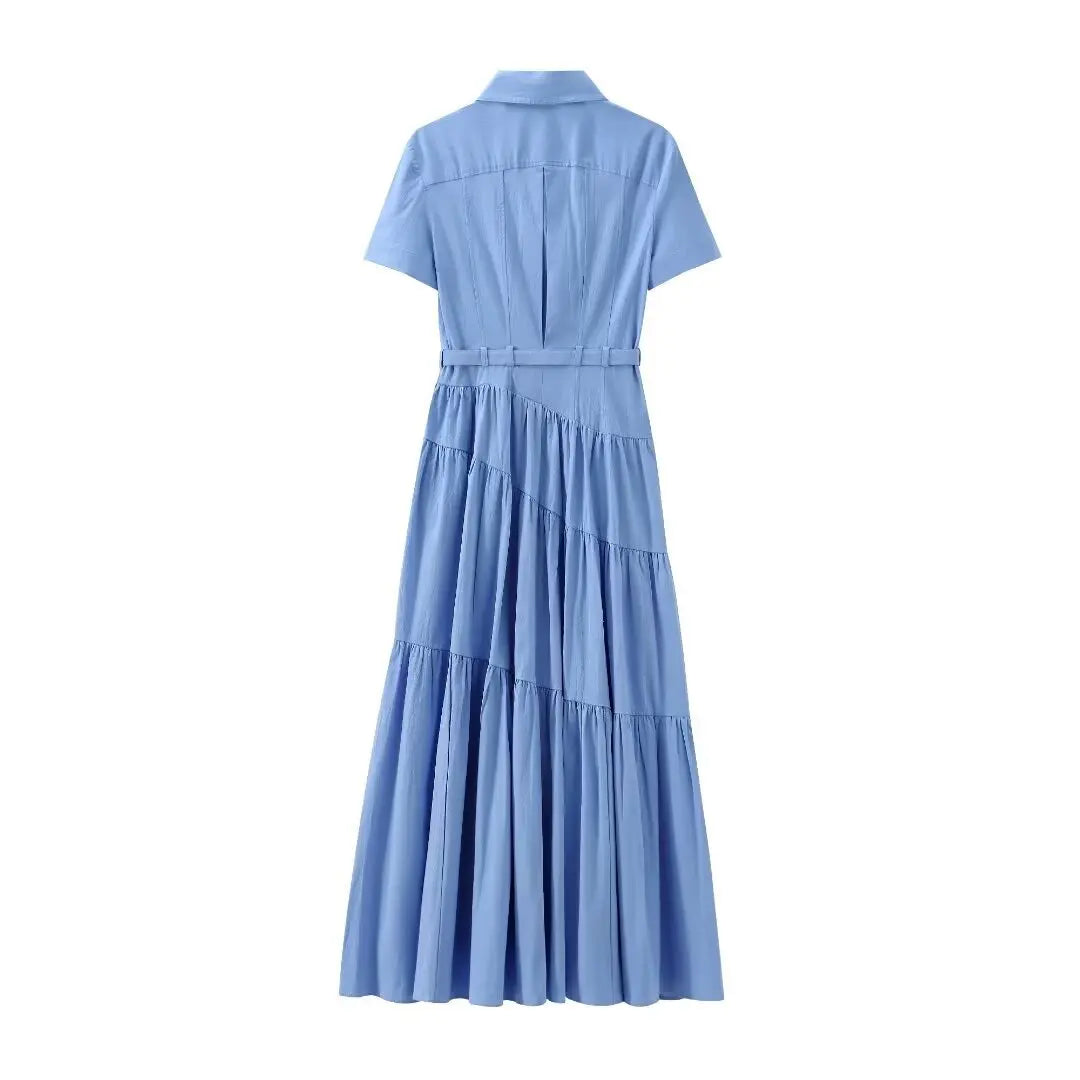 Vestido Midi Plisado Elegante Mujer