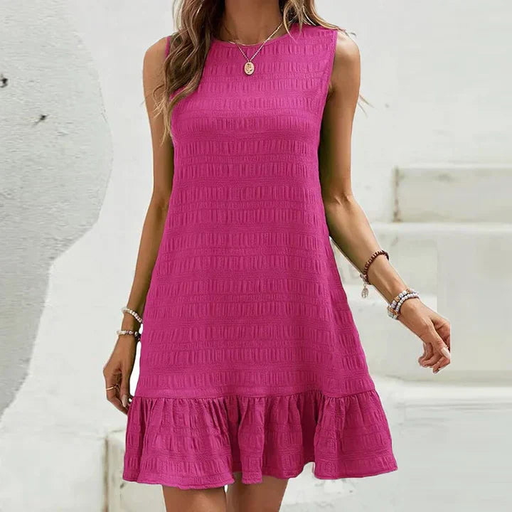 Vestido Corto Elegante Sin Mangas con Volante