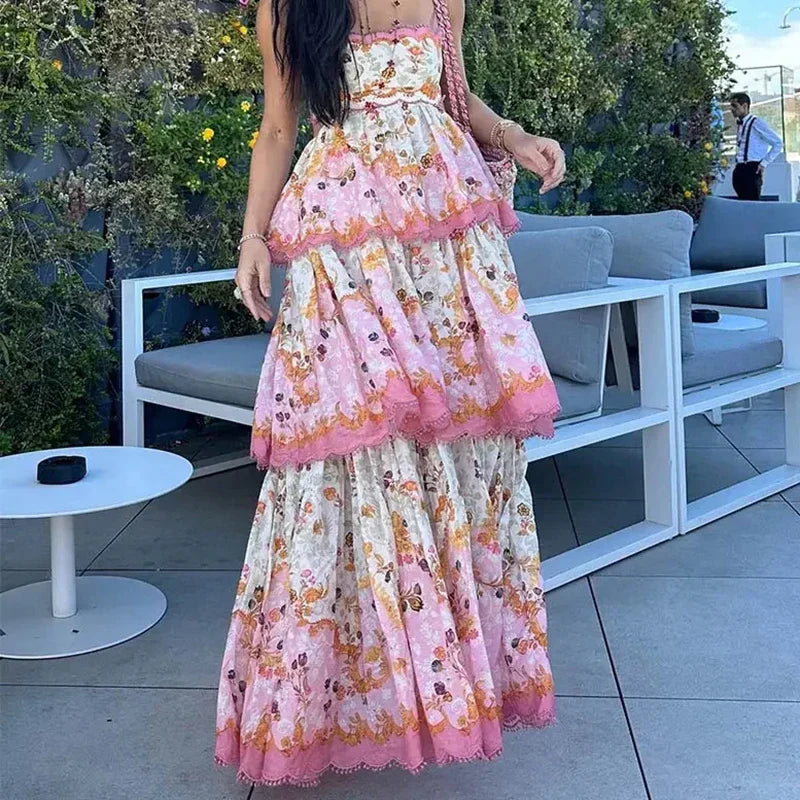 Vestido Florales Capa Elegante - Vestiria