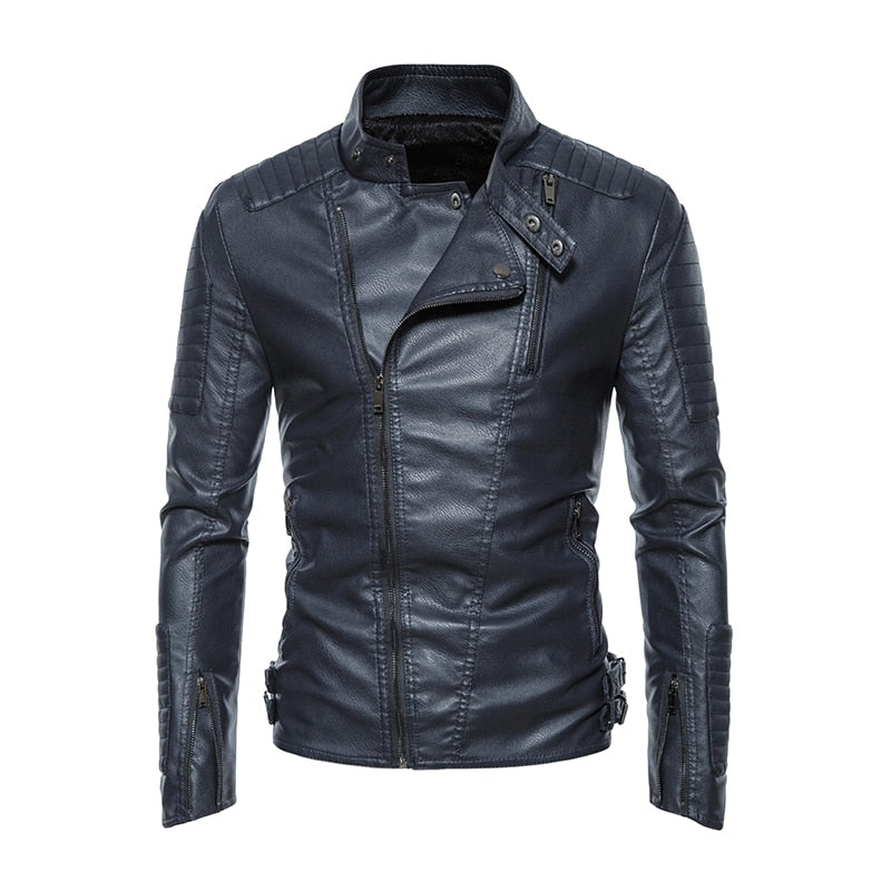 Chaqueta de Cuero Ajustada Moto