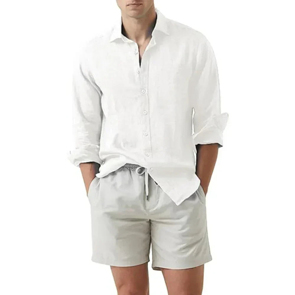 Camisa Hombre Lino Fresca Ligera