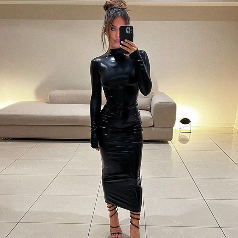 Vestido Mujer Cuello Alto Mangas Largas Invierno - Vestiria