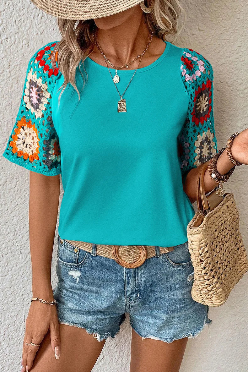 Camiseta Mujer Ganchillo Elegante