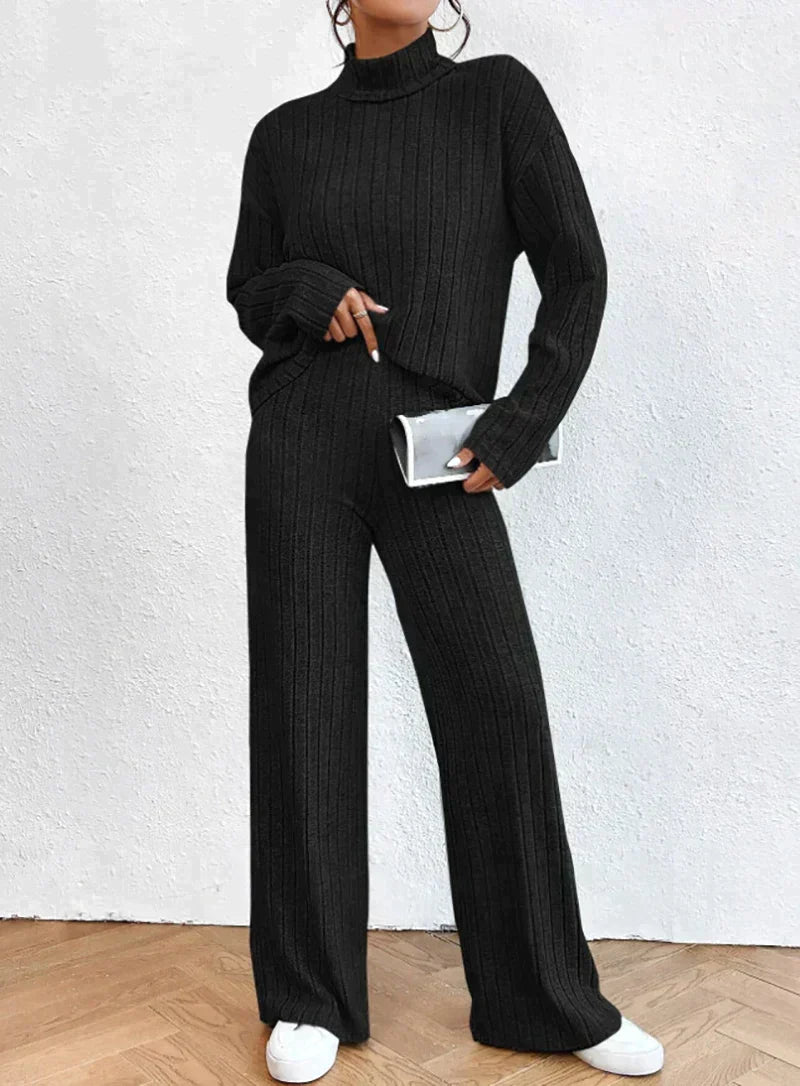 Pantalones y Jersey de Punto Cuello Alto Mujer