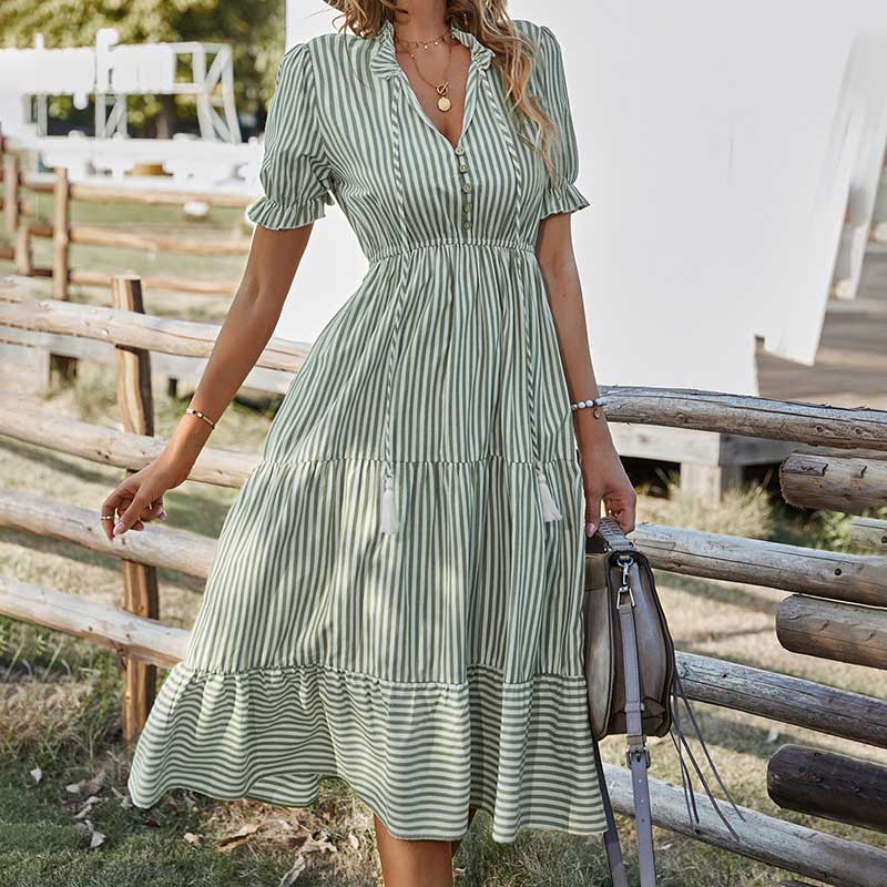 Vestido Midi Rayas Clásico Relajado