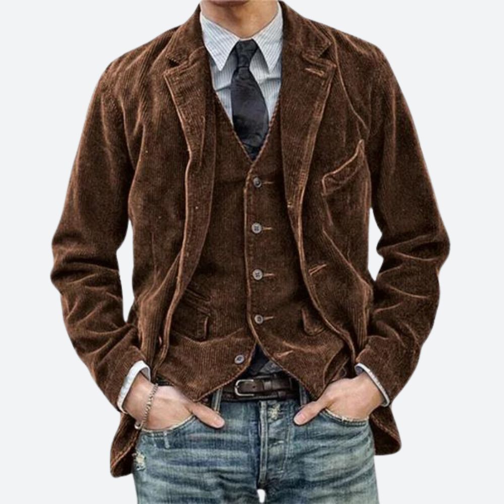 Chaqueta de cuero grueso con bolsillos para hombre