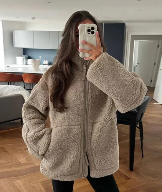 Chaqueta peluda mujer abrigo cálido