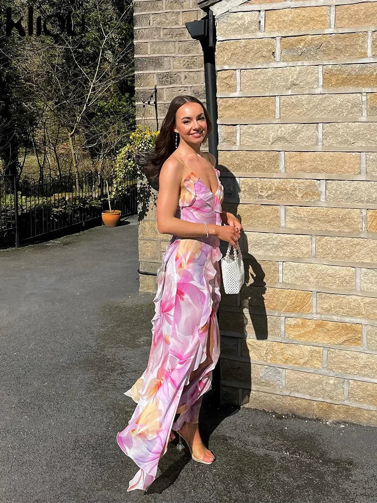 Vestido florido femenino con encaje - Vestiria