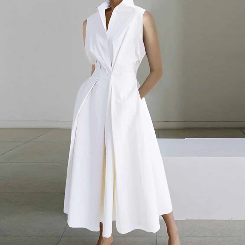 Vestido Mujer Estampado Chic Blanco Negro