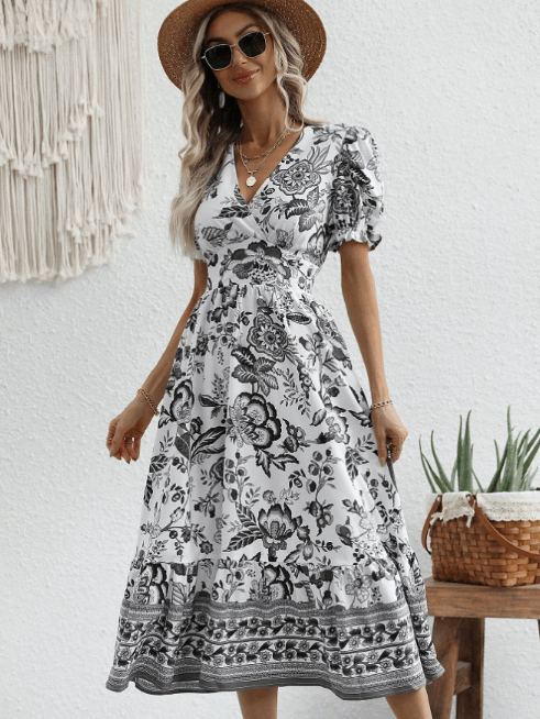 Vestido Verano Florado Midi Elegante