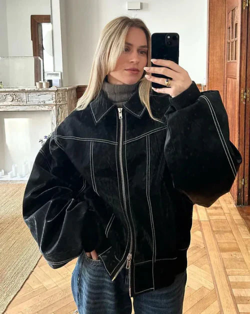 Chaqueta Cuero Amplia Mujer