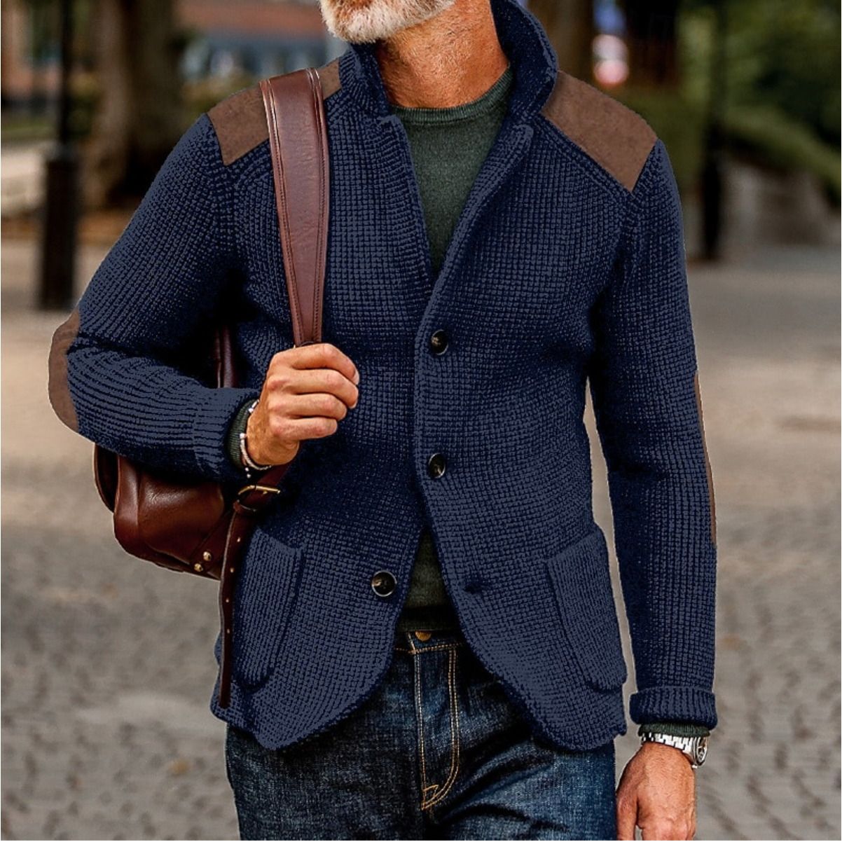 Chaqueta de punto cómoda con botones hombre