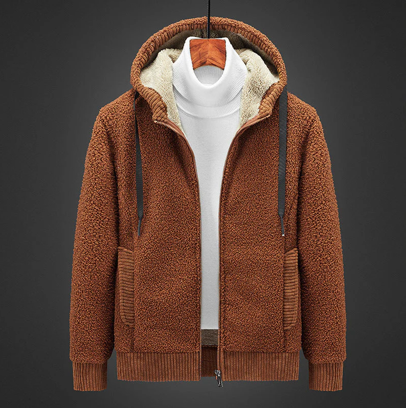 Chaqueta Polar Hombre Capucha Cremallera Relajada