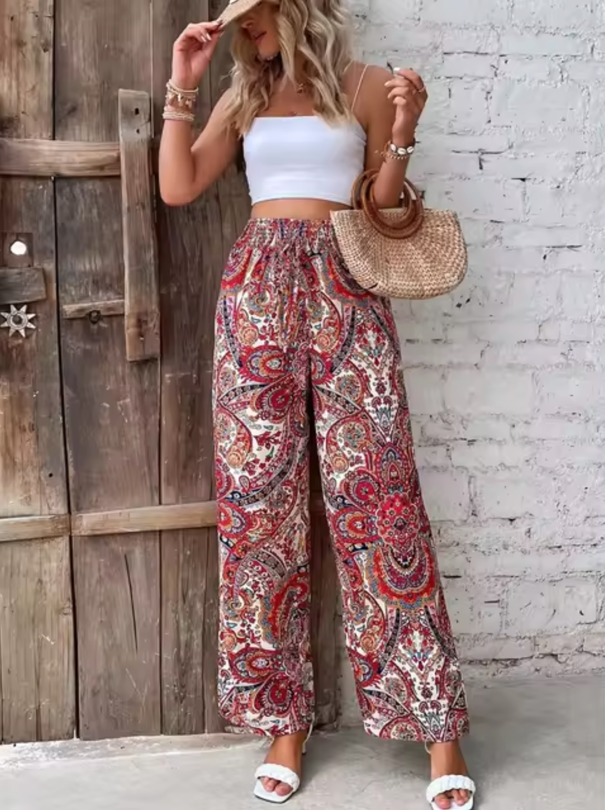Pantalones Boho anchos con estampado floral