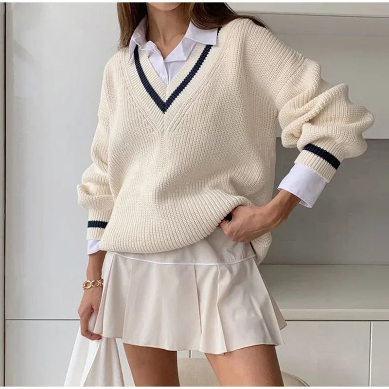 Jersey Mujer Manga Larga Cuello V Moderno - Vestiria