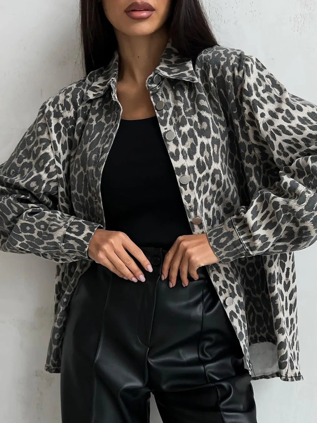 Chaqueta vaquera Leopardo Estilo Rock