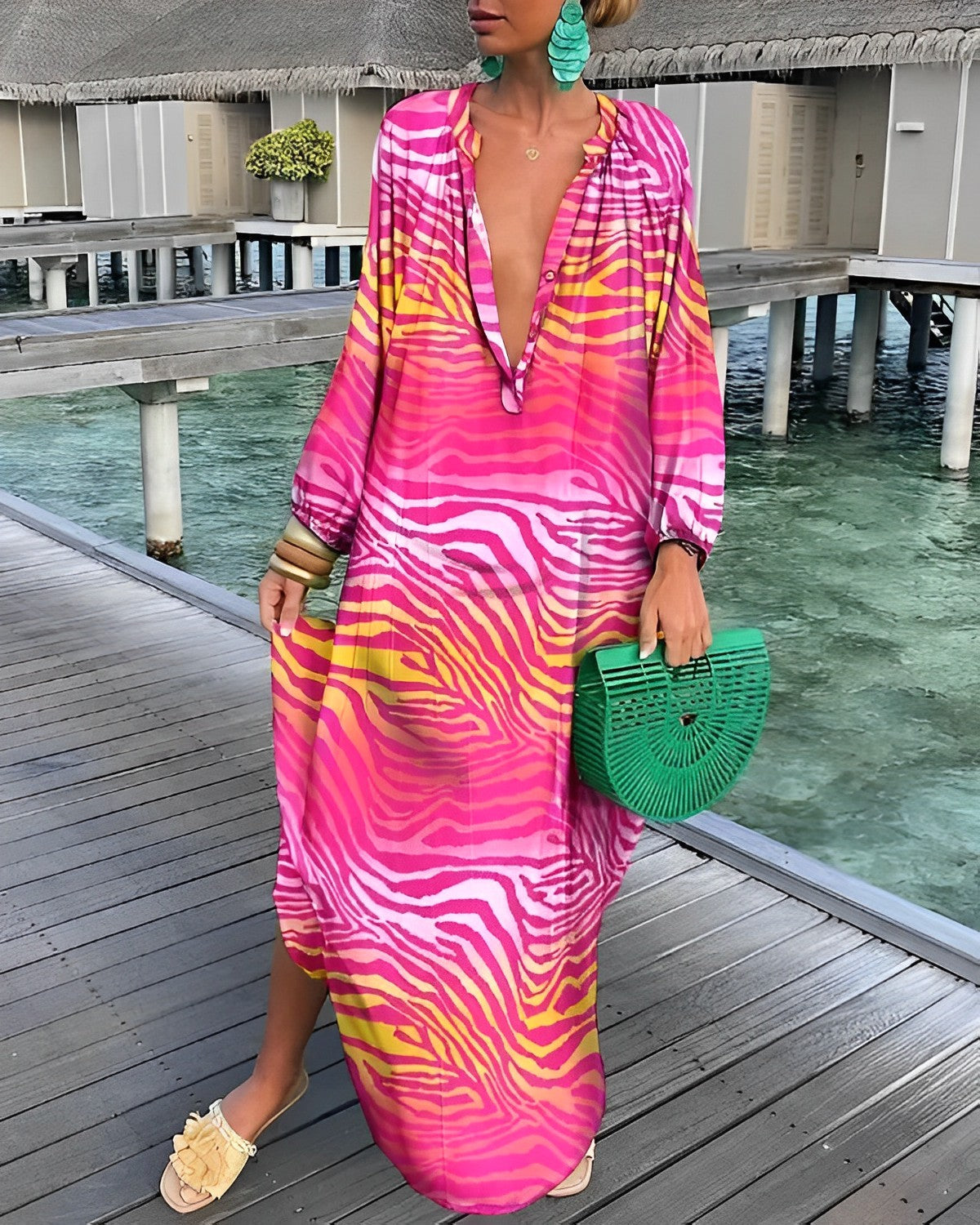 Vestido Boho Estampado Floral Grande