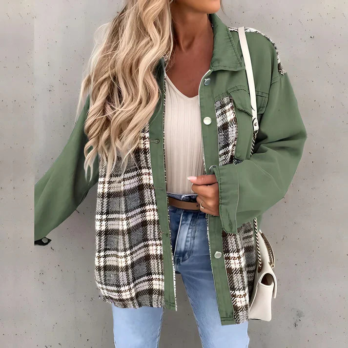 Chaqueta Cuadros Mujer Estilo Rústico